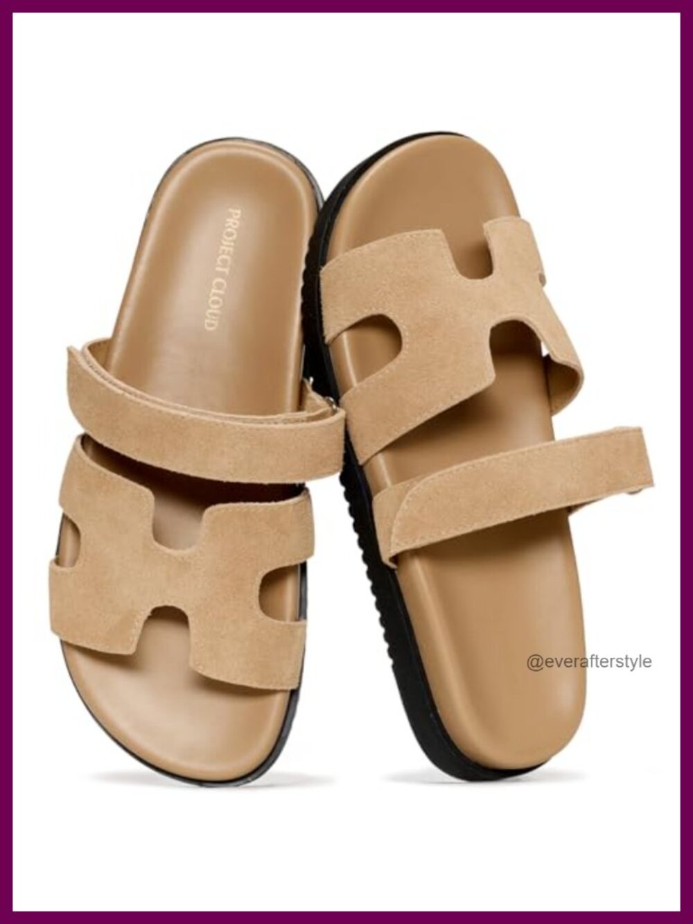 Genuine Leather Slides for Women Adjustable Strap Slip-On Sandals
